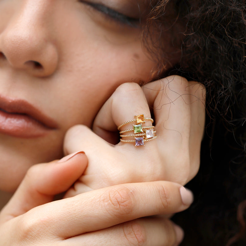 Dainty Gold Birthstone Rings