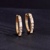 Baguette and Round Diamond Hoop Earrings