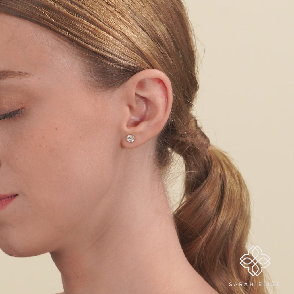 Pave Diamond Gold Studs
