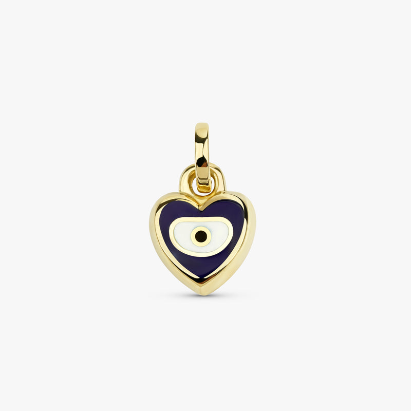 Blue and White Solid Gold Evil Eye Charm