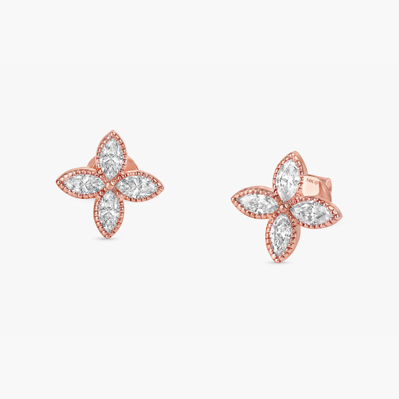 Diamond Marquise Clover Earrings