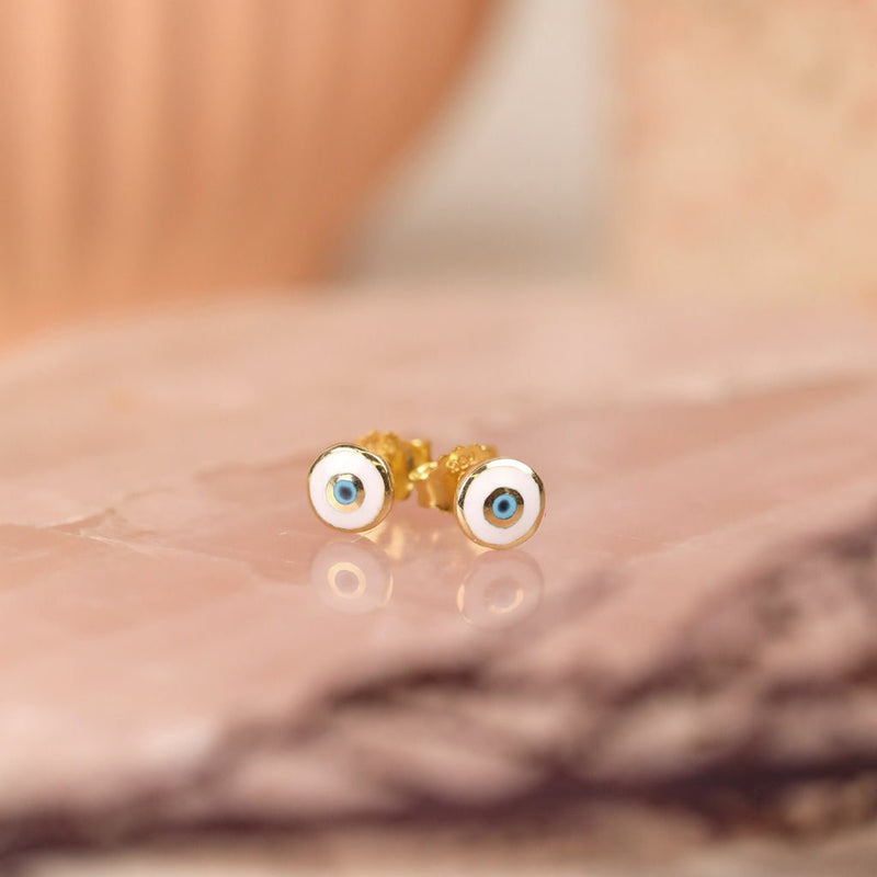 Gold White Evil Eye Necklaces