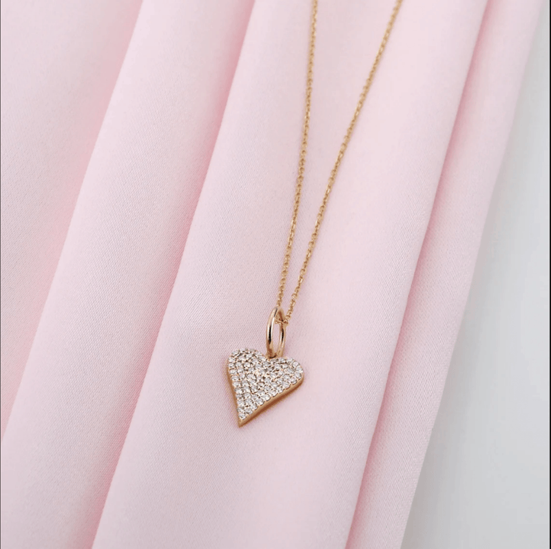 Pave Diamond Heart Necklace Charm