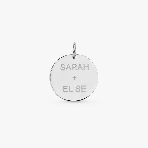 White Gold Engravable Disc Charm