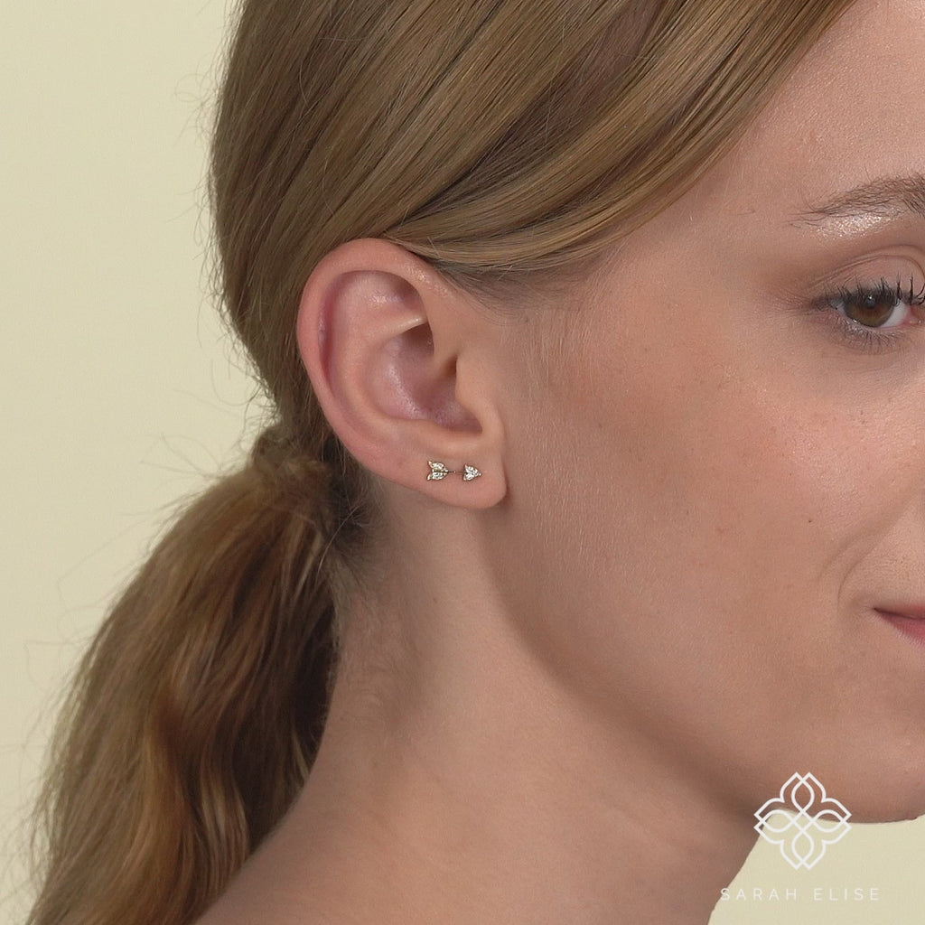 Petite Diamond and Gold Arrow Earrings