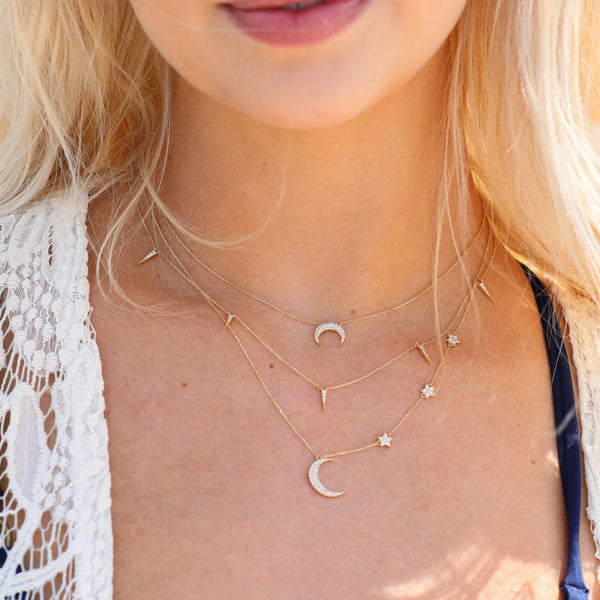 Natural Diamond Solid Gold Layering Necklaces