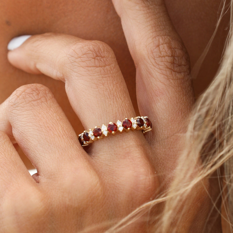 Garnet Ring with Diamonds