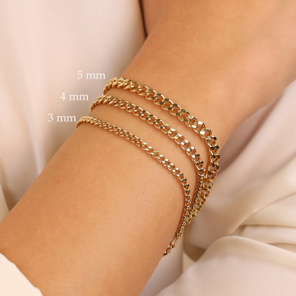Sarah Elise Jewelry Thick Cuban Chain Bracelet Sizes