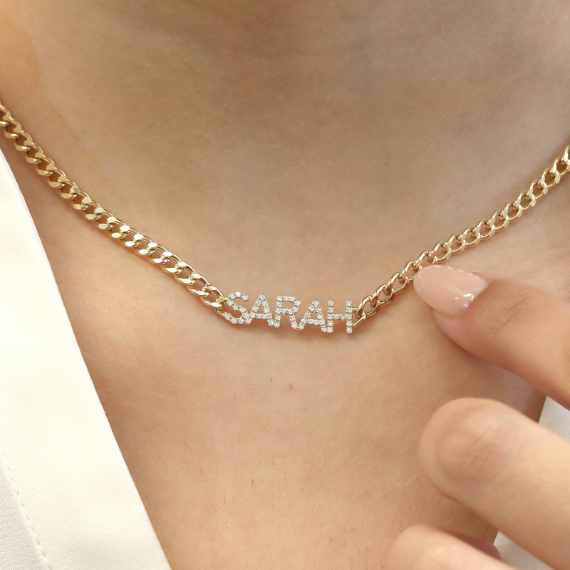 Cuban Chain Diamond Name Necklace