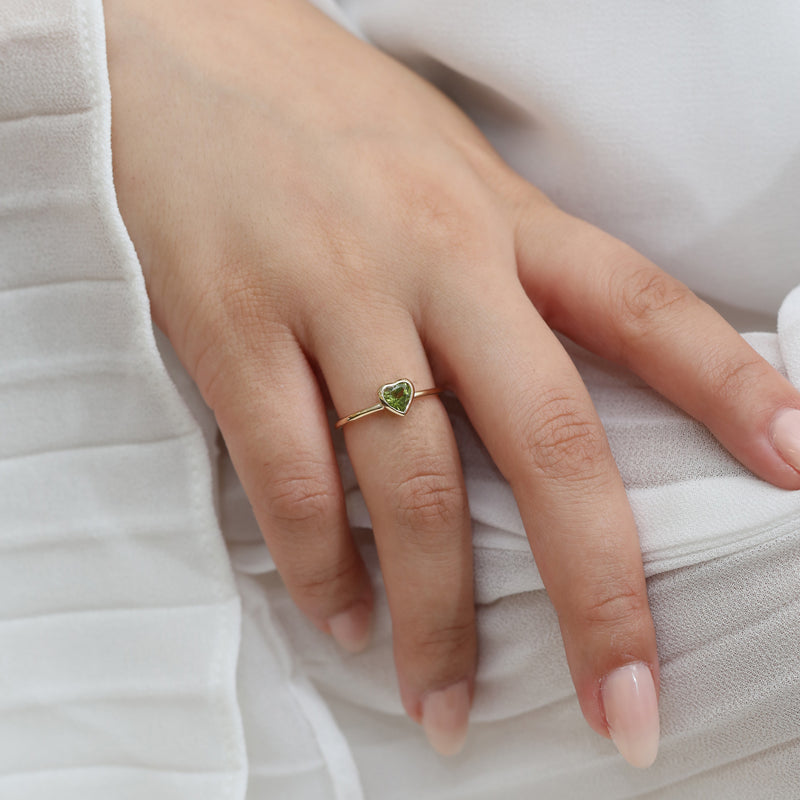 Heart shape peridot ring