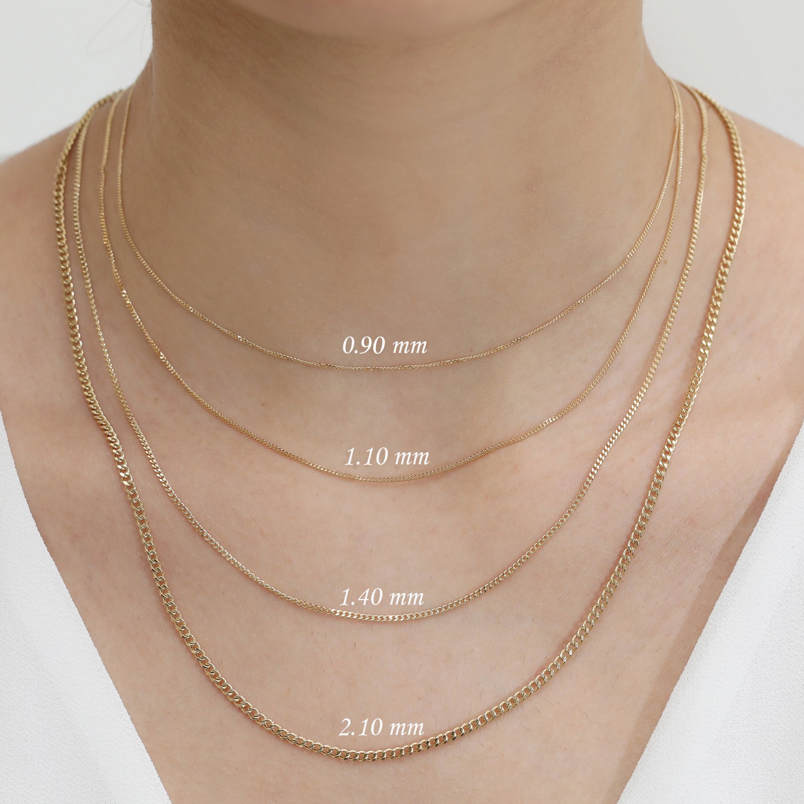 Gold Necklace Necklace Length Thin Cuban Link Chain Necklace, Mira
