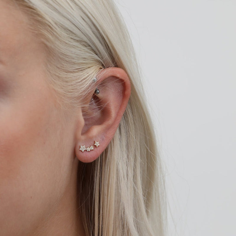 Handmade Diamond Gold Star Earrings