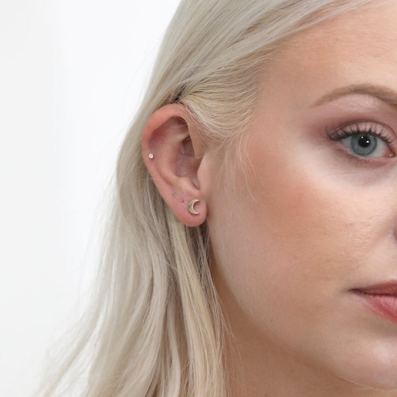 Moon stud earrings gold deals