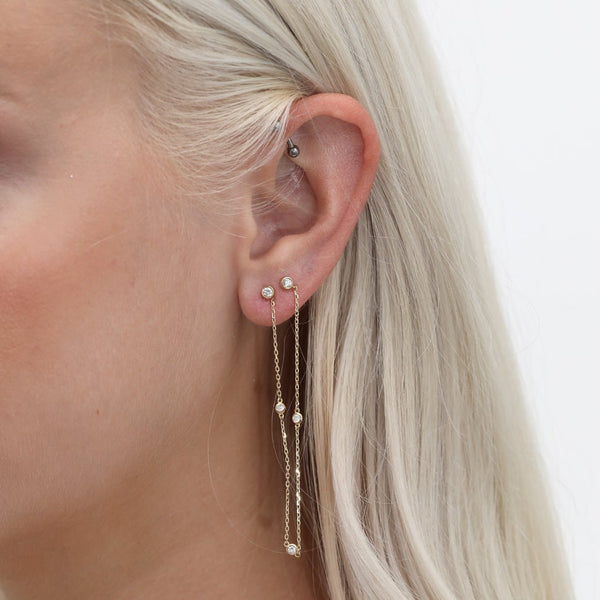 Multi Diamond Dangling Chain Earring