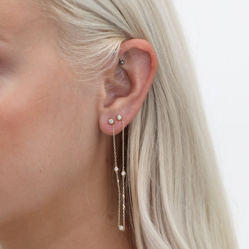 Multi Diamond Dangling Chain Earring