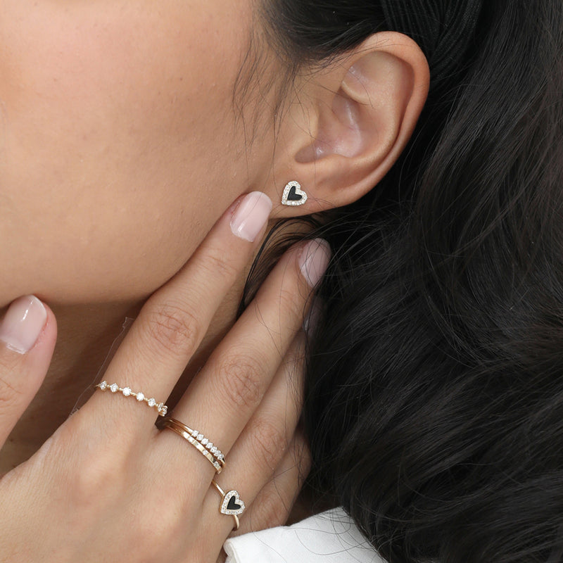 Black Enamel Heart Diamond Jewellery