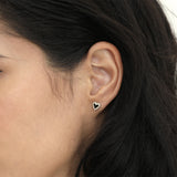 Black Enamel Heart Diamond Earrings - SARAH ELISE