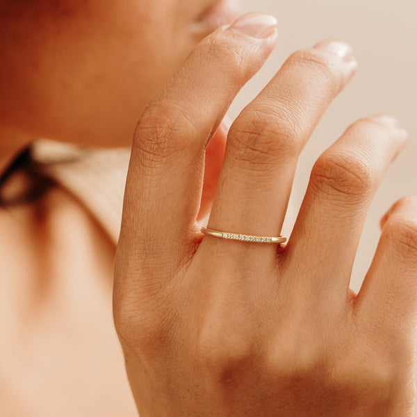 Solid Gold Thin Diamond Ring
