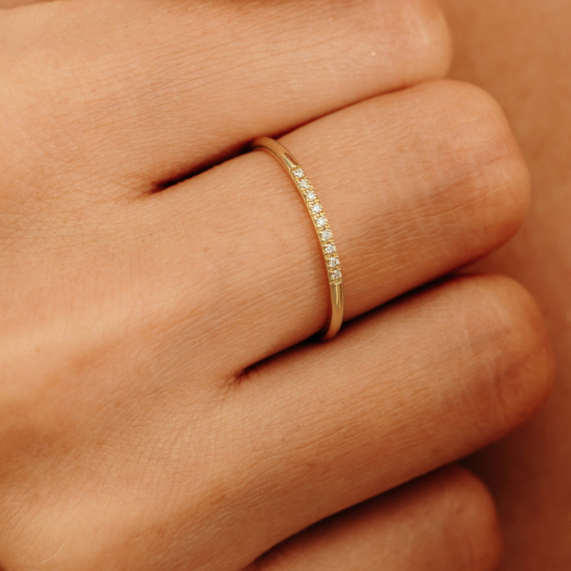 Stackable Gold Ring With Natural Diamonds