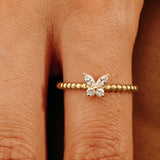 Marquise Butterfly Beaded Diamond Ring