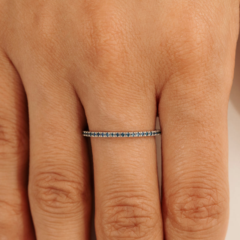 Handmade Blue Diamond Eternity Ring