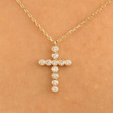 Solid Gold Diamond Cross Charm
