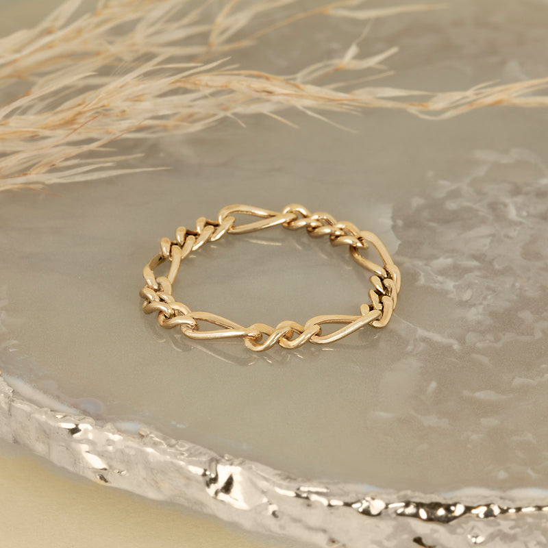 Solid Gold Figaro Chain Ring