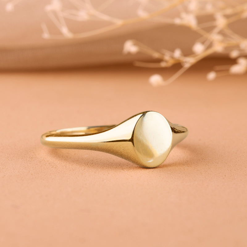 Solid Gold Engravable Signet Ring