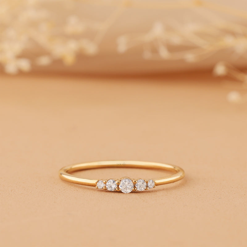 Solid Gold and 5 Stone Diamond Ring