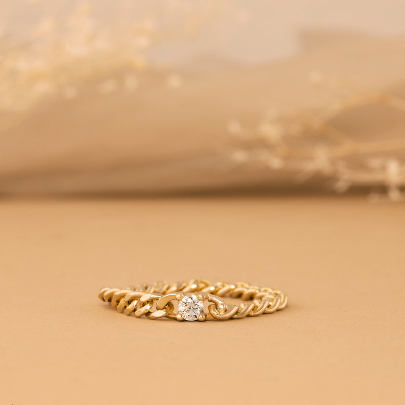 Diamond Gold Cuban Chain Ring