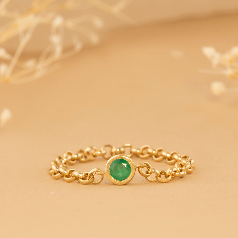 Solid Gold Emerald Ring