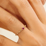 Solid Gold Natural Ruby Chain Ring 