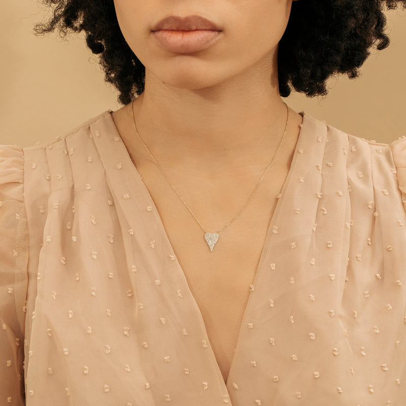 Elongated Diamond Heart Necklace - SARAH ELISE