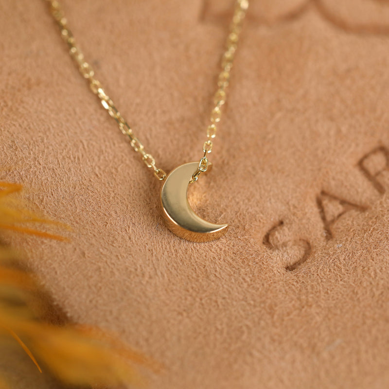 Mini Gold Moon Pendant Necklace