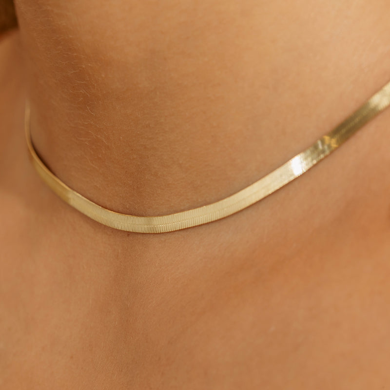 Solid Gold Herringbone Necklace