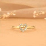 Minimalist Gold Diamond Heart Ring