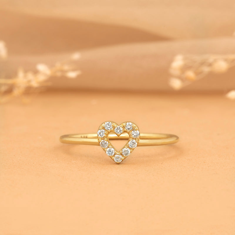 Minimalist Gold Diamond Heart Ring