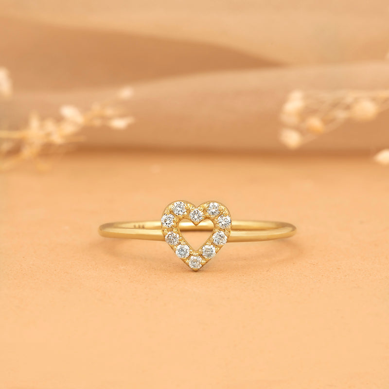 Minimalist Gold Diamond Heart Ring