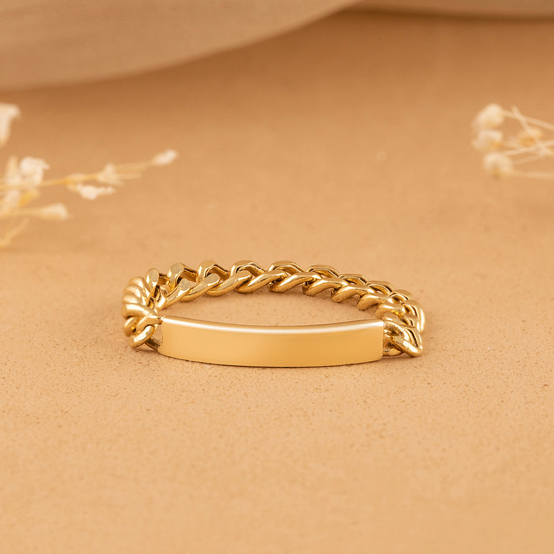 Engravable Cuban Chain Gold Ring