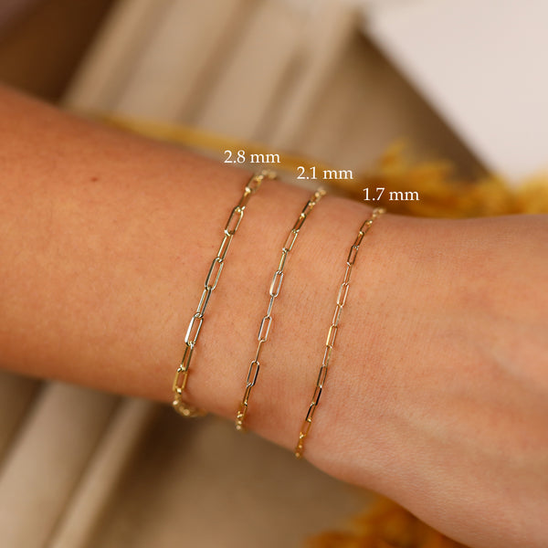 Sarah Elise Jewelry Thin Paperclip Chain Bracelet Sizes
