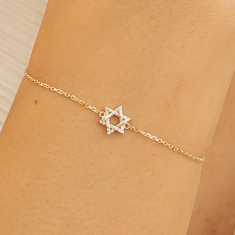 Solid Jewish Star Red String Bendel Bracelet