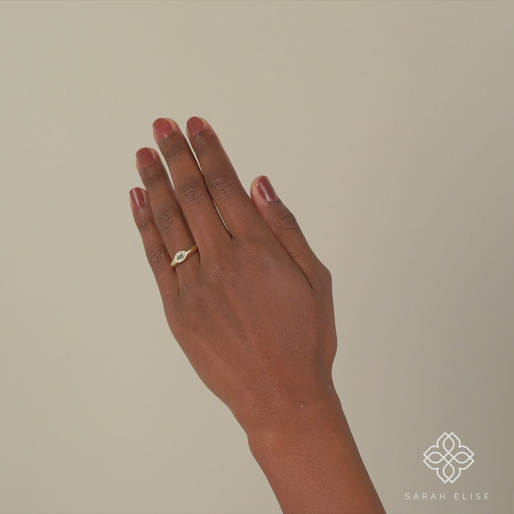 Solid Gold Minimalist Emerald Signet Ring