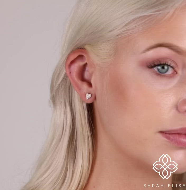Multi Diamond Heart Studs