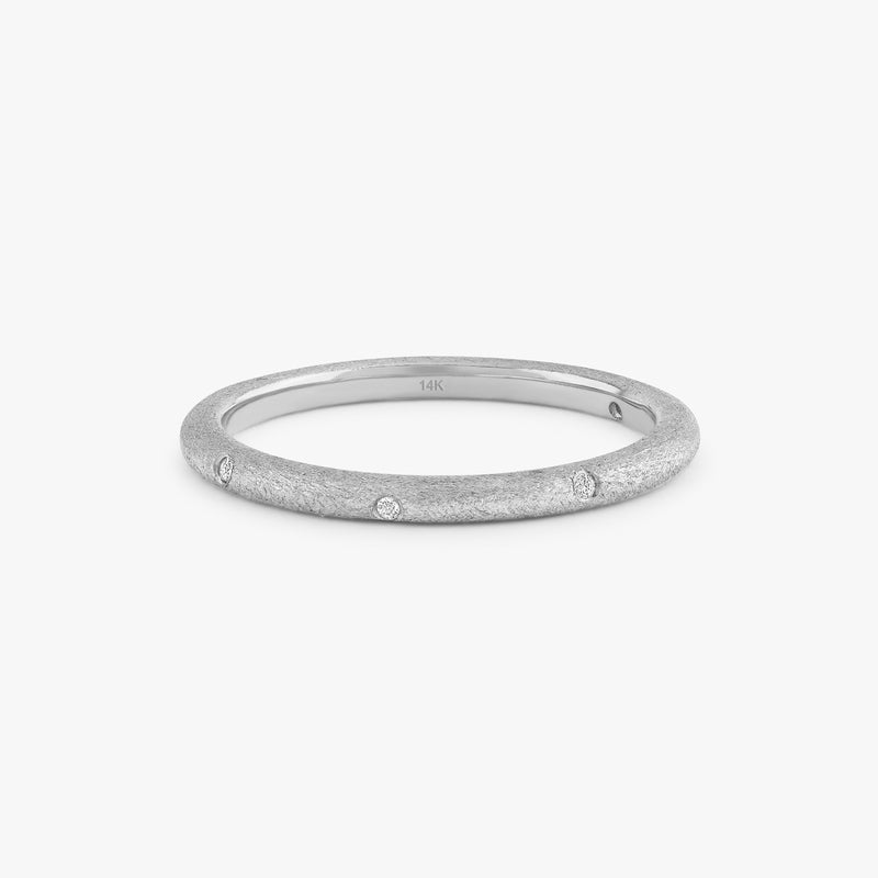 White Gold Brushed Gold Diamond Ring