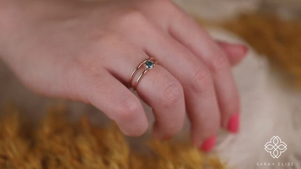 natural blue diamond gold ring set