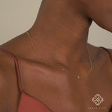 natural Salt and Pepper diamond bead in solid gold necklace for her