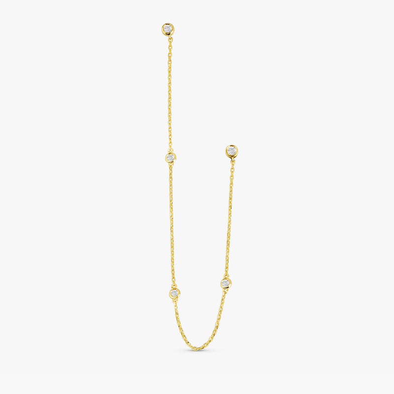 Multi Bezel Dangling Chain Double Earrings - SARAH ELISE