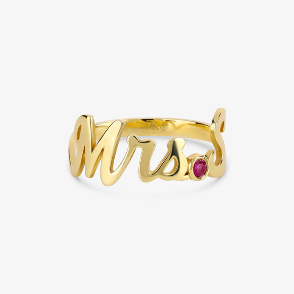 Mrs. Title and Initial Ring with Ruby