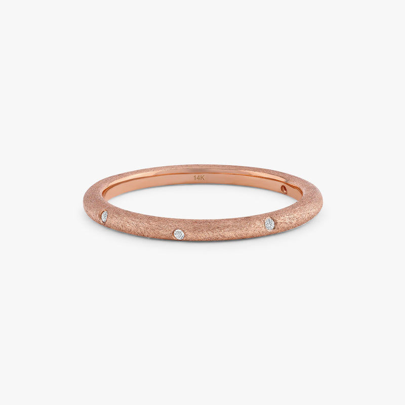 Rose Gold Brushed Gold Diamond Ring