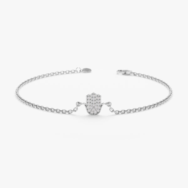 White Gold Diamond Hamsa Bracelet